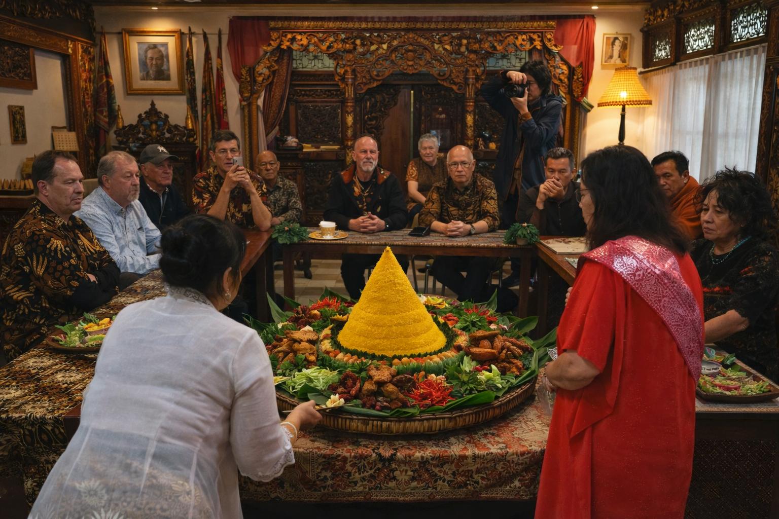 Slametan met nasi tumpeng